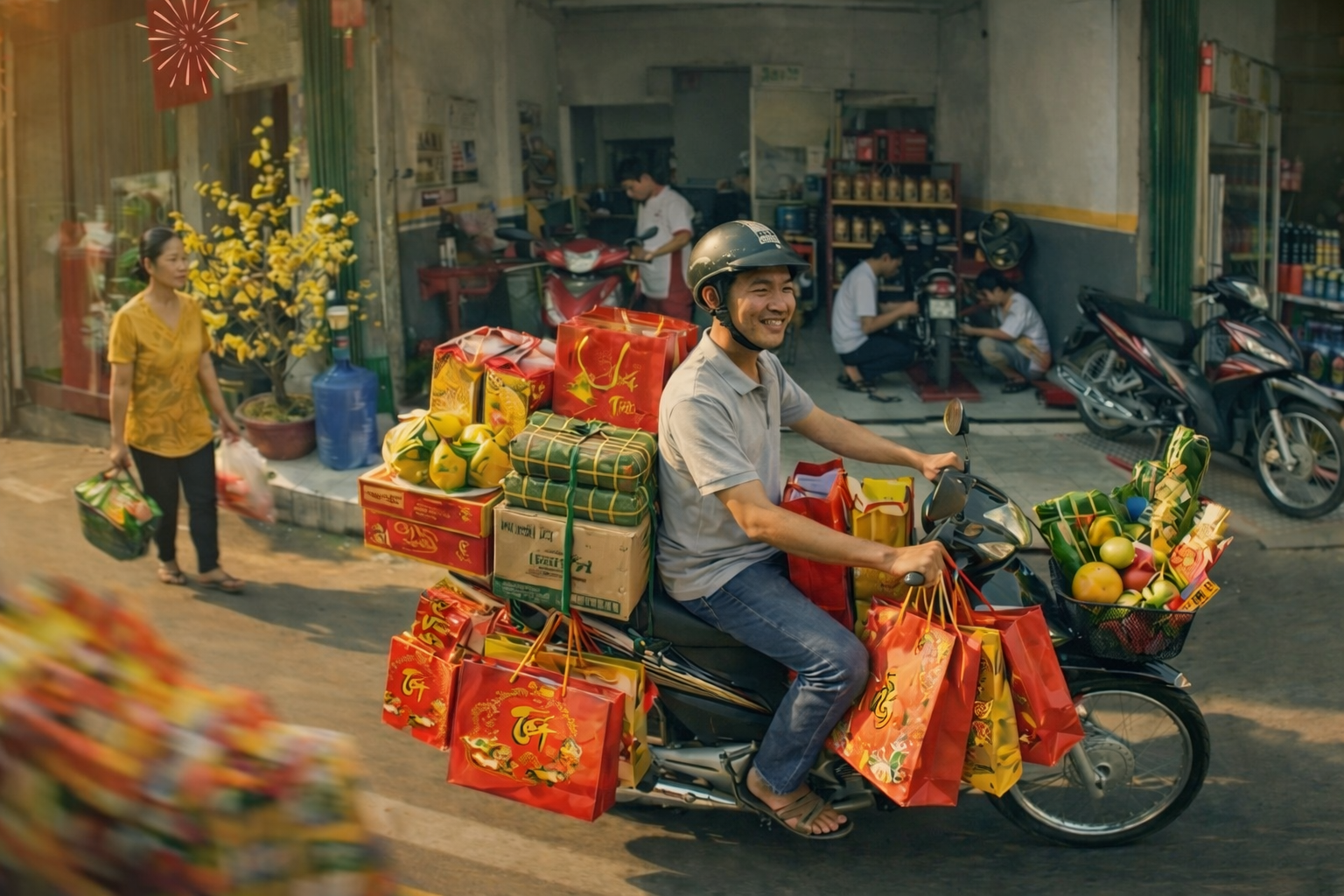 Chiếc xe gánh việc cho người làm ăn 