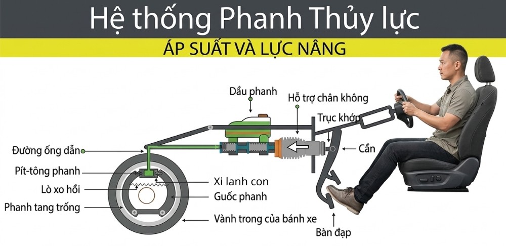 Phanh dầu ô tô hoạt động như thế nào?