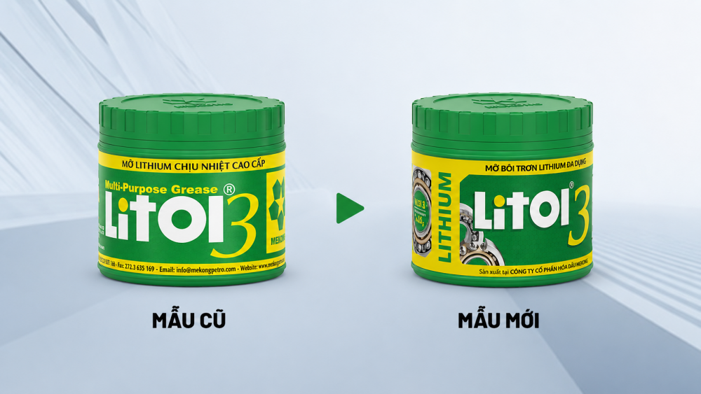 Bảng so sánh nhãn cũ và nhãn mới của mỡ Litol 3 lon 400g